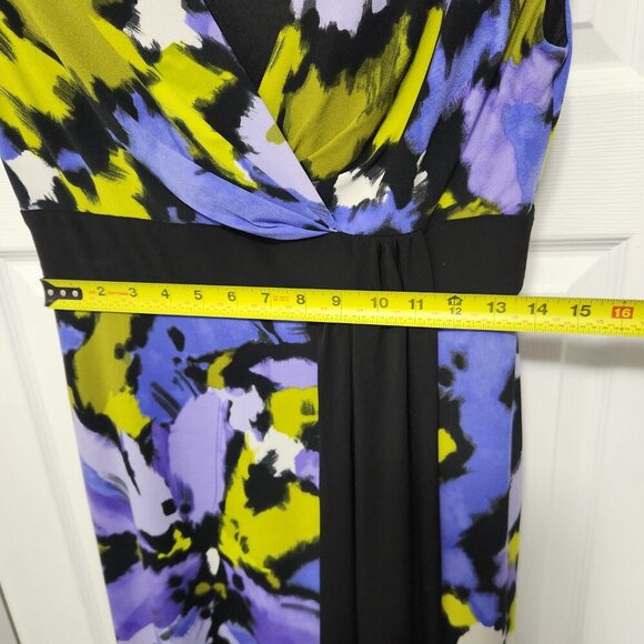 Maggy London size 6 Floral Tunic V-Neck Dress with Belted Waist Detail - Picture 6 of 7